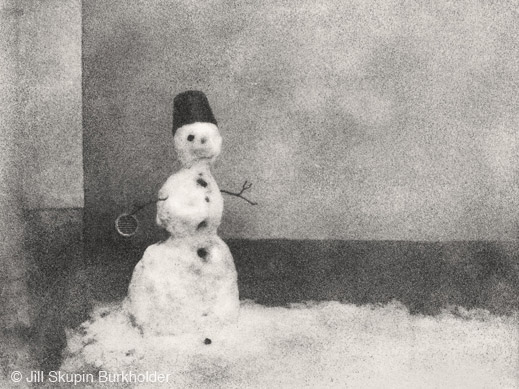"Snowman, Czech Republic" photograph by Jill Skupin Burkholder, at Sun to Moon Gallery
