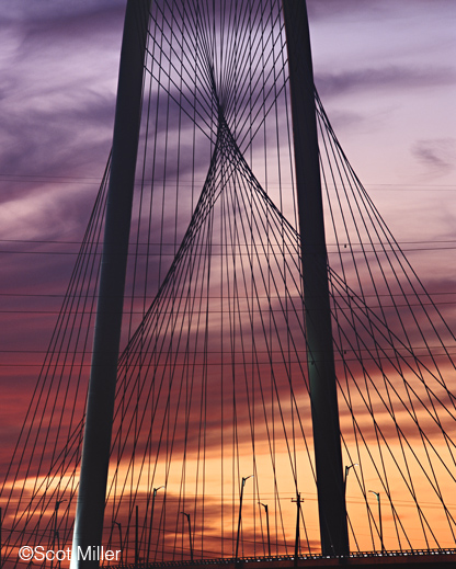 Photograph of the Margaret Hunt Hill Bridge, Dallas, TX by Scot Miller, fine prints available at Sun to Moon Gallery 