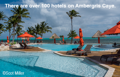 Hotel resort pool on Ambergris Caye, Belize. photo by Scot Miller.